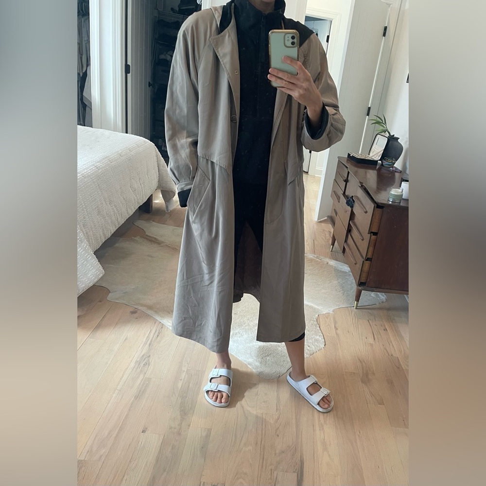 Vintage Rain Trench — hooded with shoulder pads
